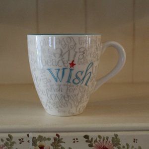 STARBUCKS 2005 "Wish" Live in Peace Love Joy Porcelain Coffee Mug 12oz
